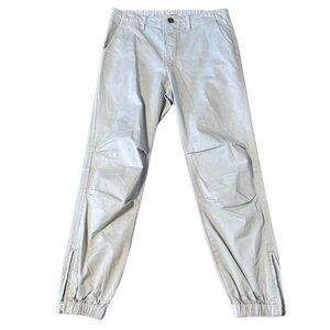 Johnny Was Mila Pants 4 Gray Zip Joggers Cotton Ruched Knee‎ R65321 Pockets $138